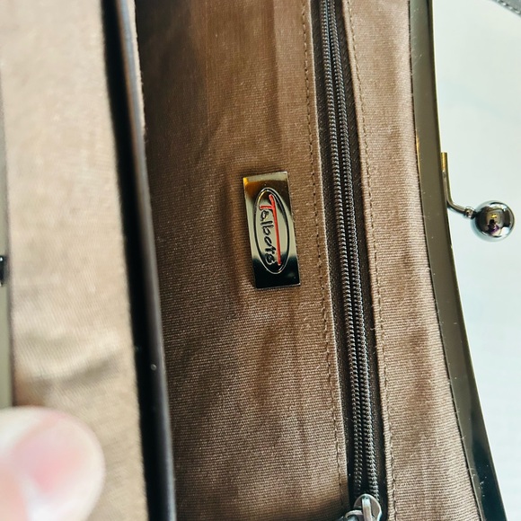 Talbots Brown Turquoise  and White elegant Shoulder Bag NWOT - Picture 4 of 8